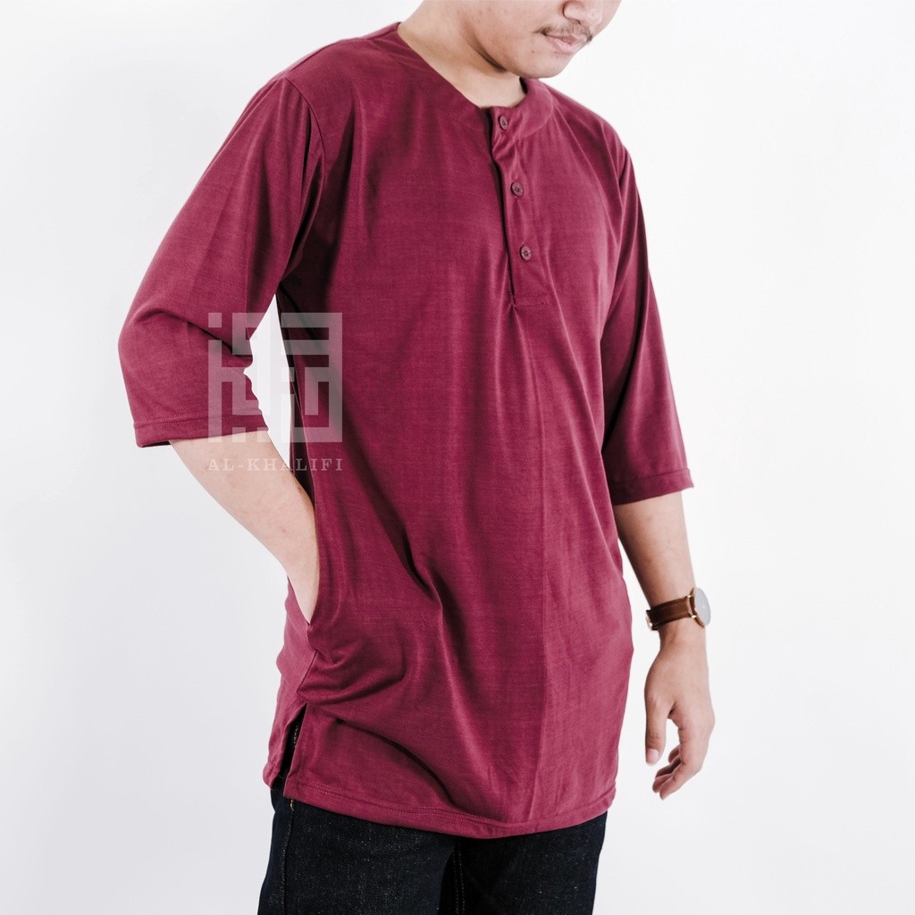 Baju Koko Kurta Pakistan Pria Muslim Polos Bahan Kaos Premium Lengan 3/4 Size S-XXL