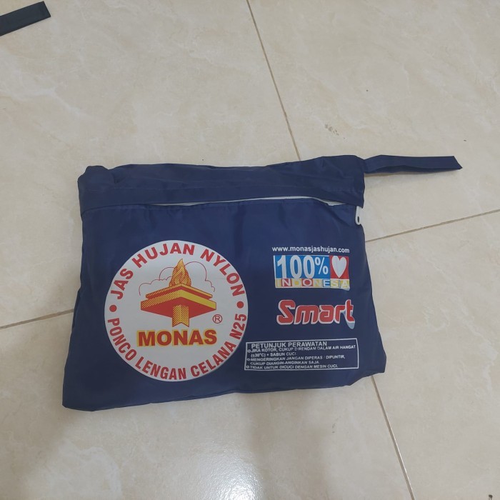 (BISA COD) Jas Hujan Monas N25 Ponco Lengan Celana original / Jas Hujan Kelelawar - Biru, ALL SIZE J