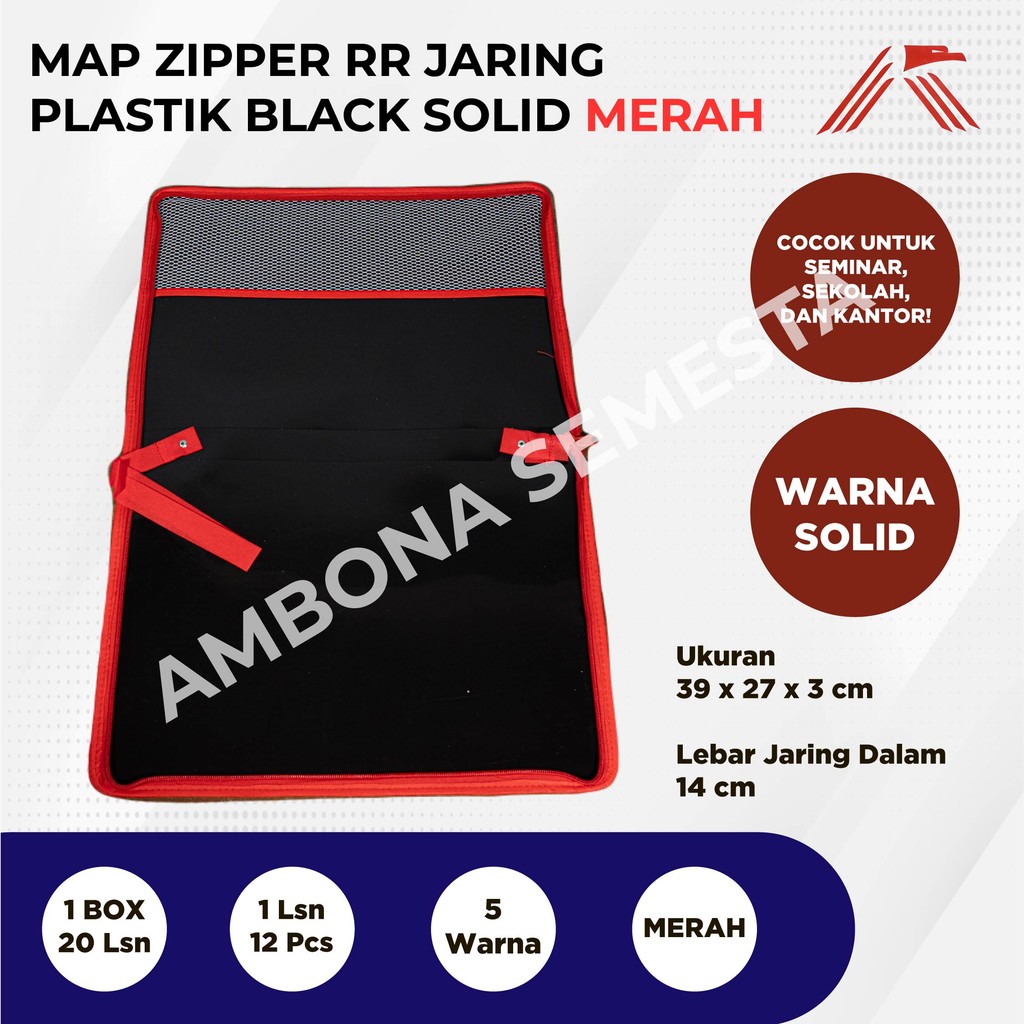 

Map Zipper Jaring RR Black Solid