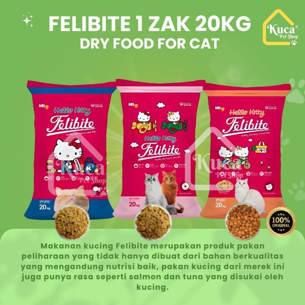 Makanan Kucing Felibite 20kg ZAK Makanan Kering Felibite 1 Zak 20 kg Felibite Ikan Felibite Donat