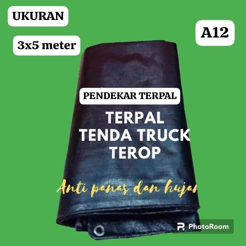 DISTRIBUTOR terpal TERPAL A12 WARNA HITAM HITAM UKURAN 3X5 METER