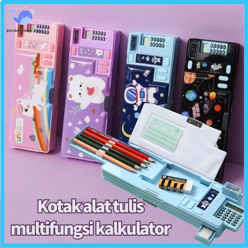 

【Pengiriman Jakarta】Multifungsi tempat pensil pop out kalkulator kotak tepak pensil anak laki laki perempuan kotak penyimpanan alat tulis