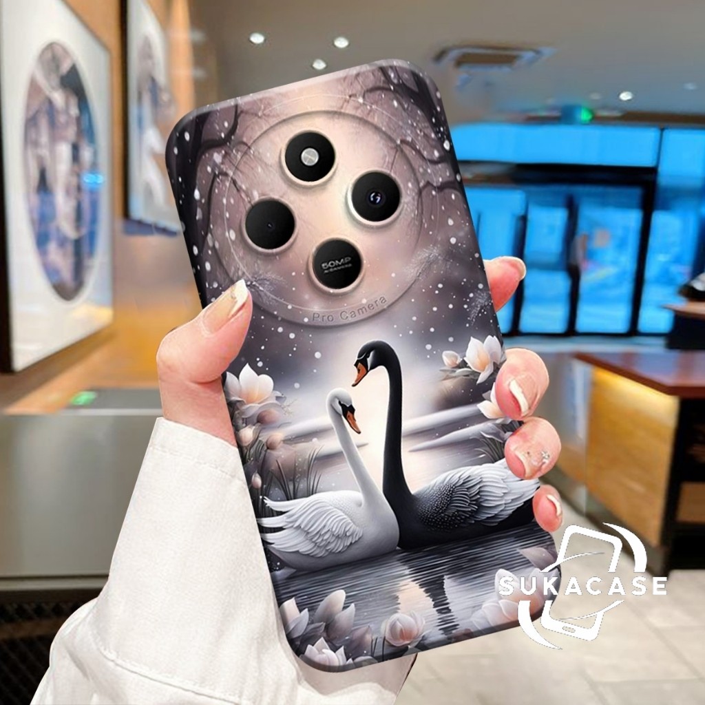 SOFTCASE REDMI 14c 4G 2024 13c 12c A3 9c 9a 10c 10a Poco c40 c65 TERBARU Motif Angsa Aesthetic - Cas