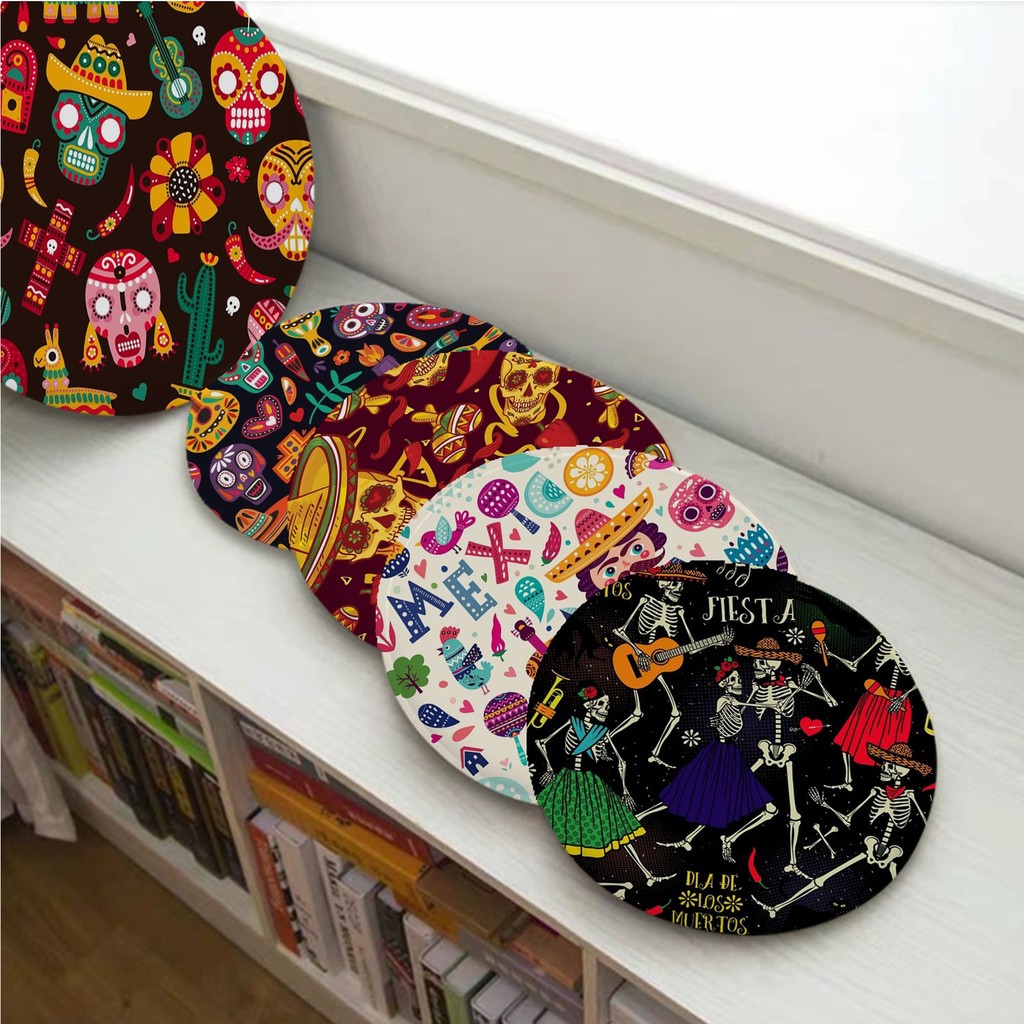 

Mexico Day Of The Dead Creative Chair Mat Soft Pad Seat Cushion For Dining Patio Home Office Indoor Outdoor Garden Cushion Pads