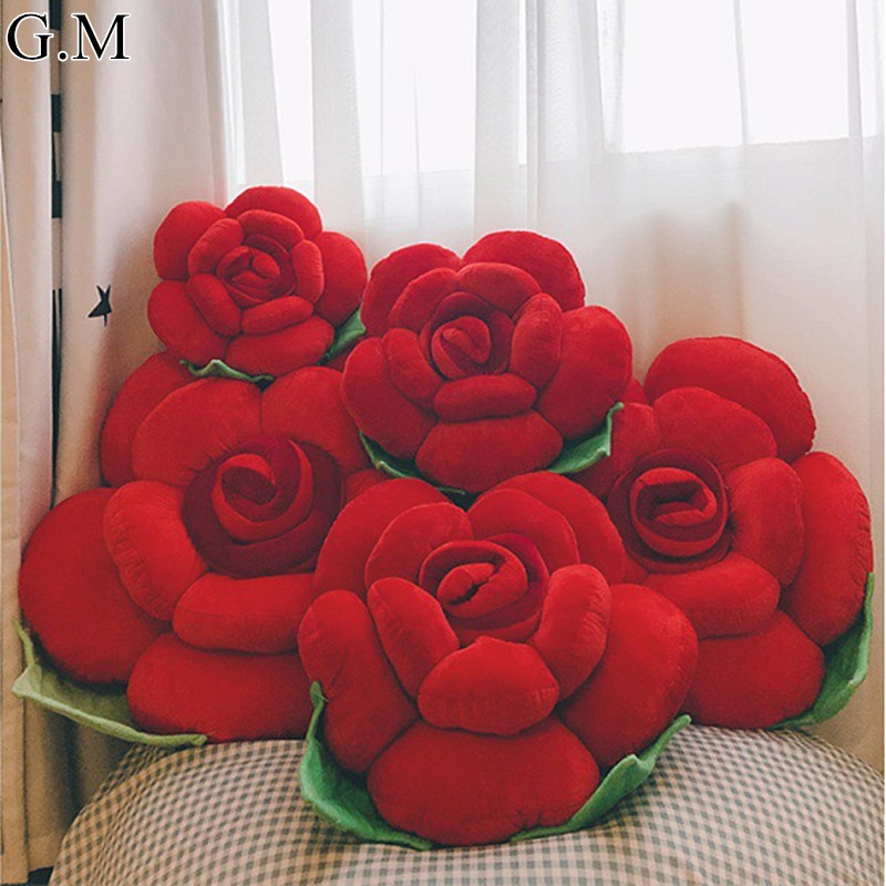 

Plush Soft Rose Flower Shape Throw Pillows Home Floral Decoration Pillow Cute Thick Office Sofa Chair Car Seat Rose Cushions
