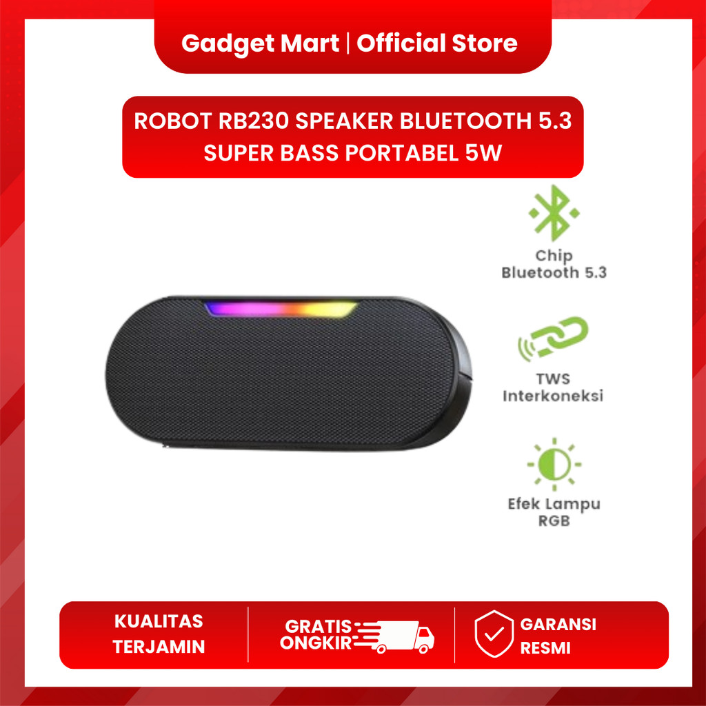 ROBOT RB230 Speaker Bluetooth 5.3 Super Bass Portabel 5W