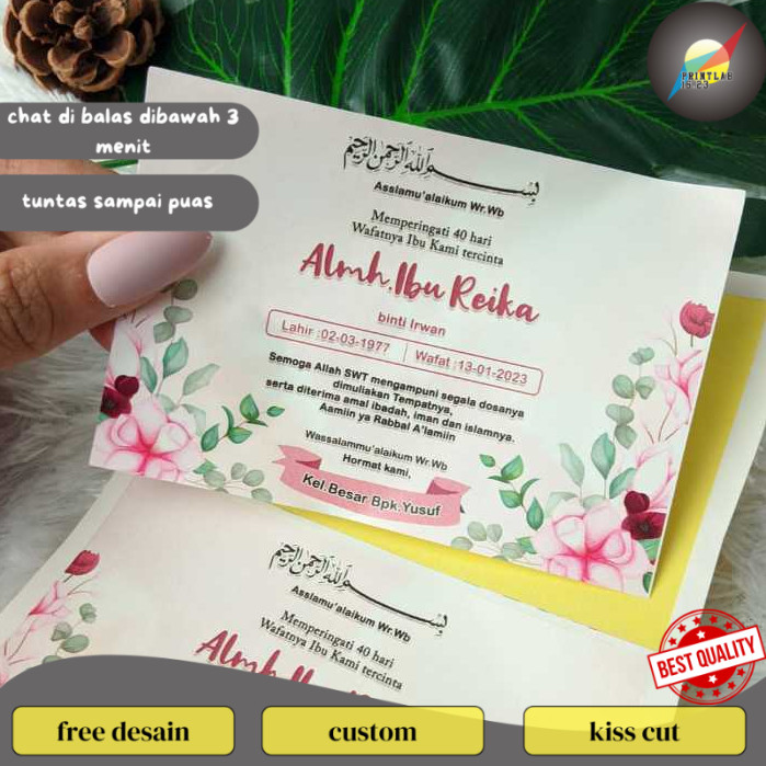 

PrintLab Stiker Tahlilan Pengajian Mengenang Wafatnya 40 100 1000 Hari Kotak Nasi dan Box Makanan