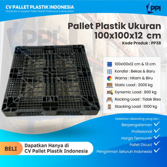 

Pallet Plastik Bekas/Baru Ukuran 100x100x12 cm – PP38/ Pallet Plastik Hitam/ Pallet Plastik Jaring