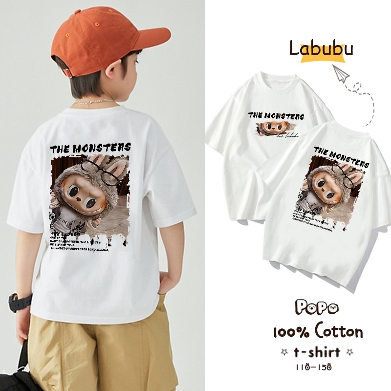 Deluxe Kids Terbaru Kaos Fashion Anak Laki-Laki Dengan Boneka Pribadi Bercetak Labubu Baju Anak Laki