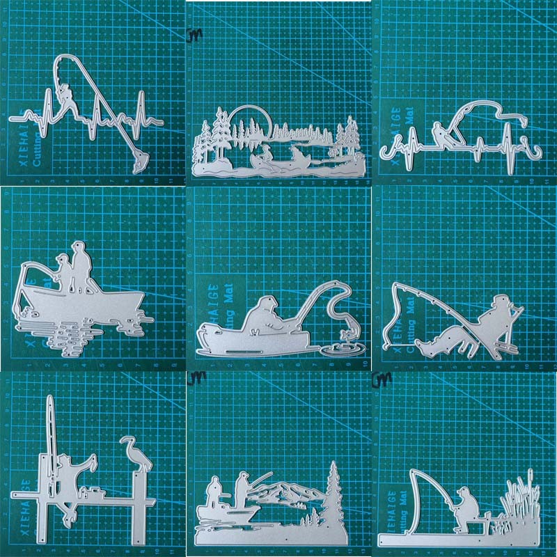 

Men's Fishing metal cutting dies Scrapbooking decoration paper craft knife mould blade punch template Embossing stencils
