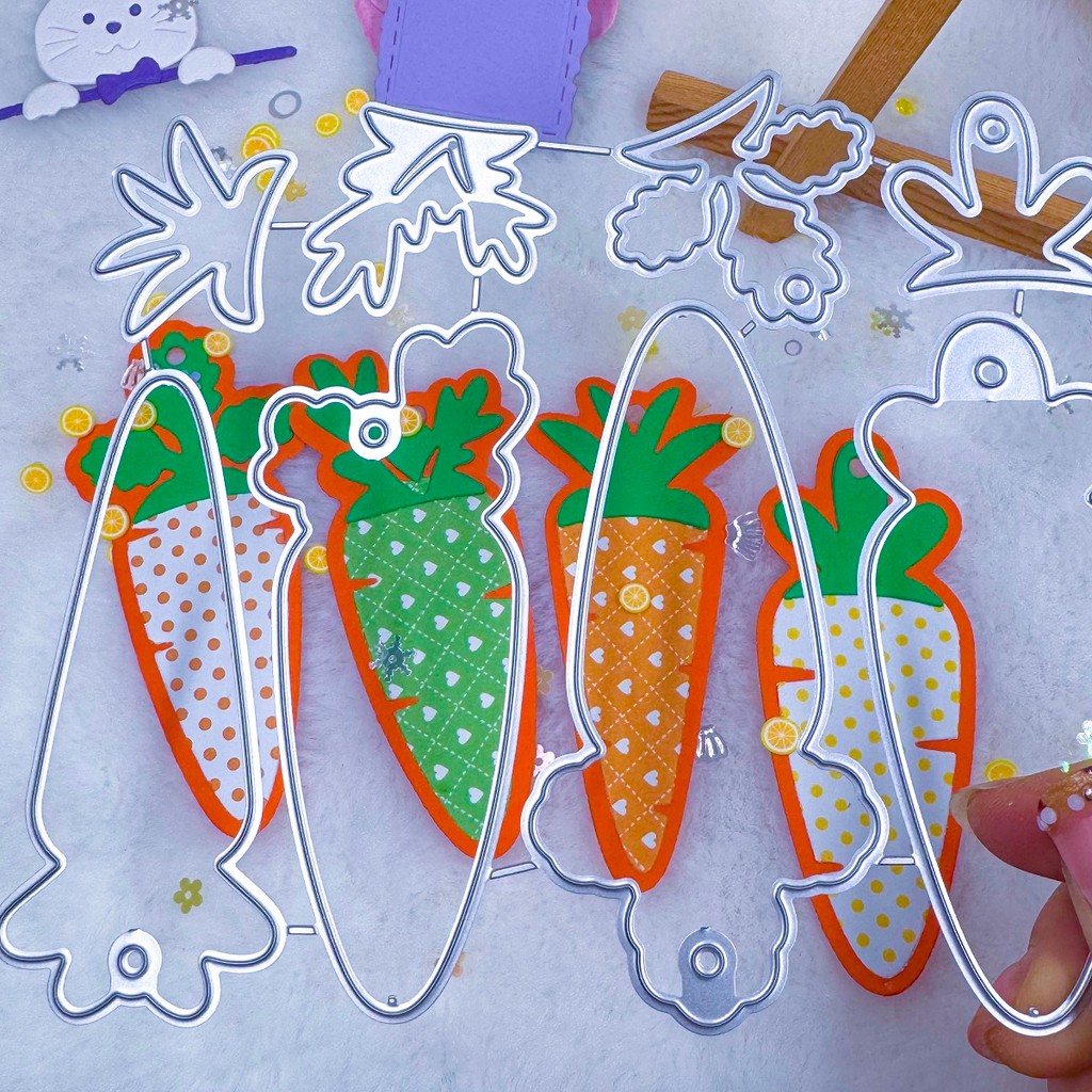 

Easter Carrot Cutting Die Set - for Decorative Paper Craft Templates, Perfect for Easter Celebrations and Sending Greeting Cards