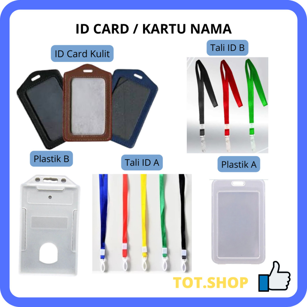 

LENGKAP ID Card Holder Mika Tali Lanyard Stopper Name Tag Gantungan Tempat Wadah Kartu Nama Tebal Casing IDCard Tanda Pengenal ATM Tempat Karyawan Pegawai Kantor PLASTIK KULIT Transparan Kaca Acrylic