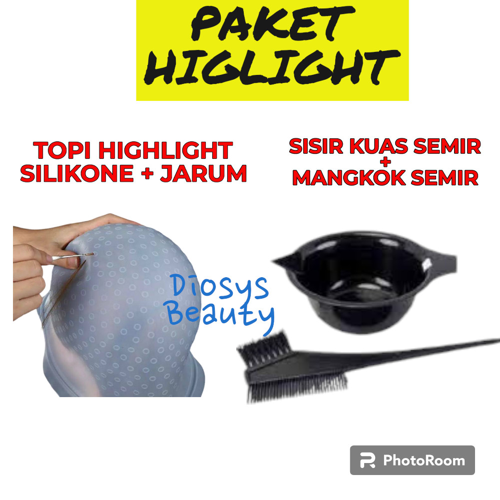 BIG PROMO PAKET HIGHLIGHT FREE JARUM Topi Pewarnaan Pewarnaan Warna Rambut Salon Profesional Dapat D