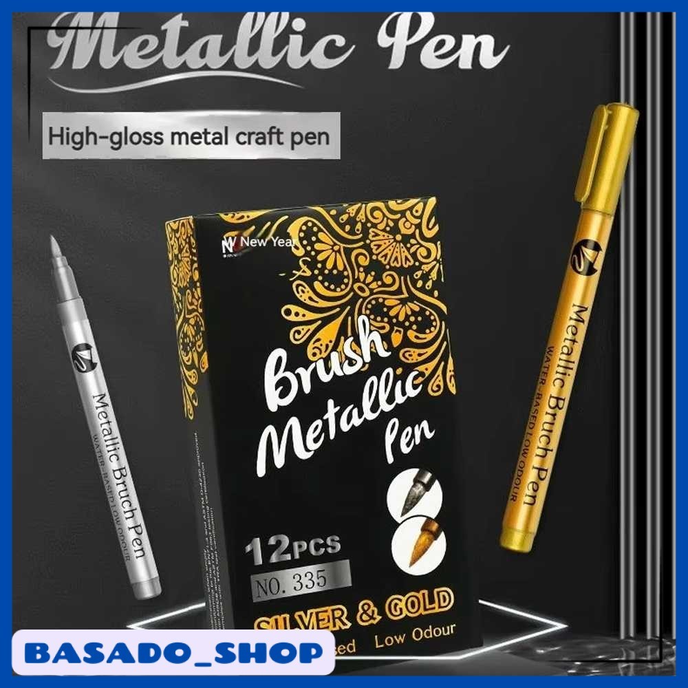

Spidol Permanen Metallic Marker Pen Waterproof 10mm 12 PCS - GN-12