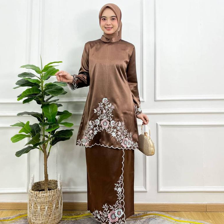 PRILLY BUSANA - Melati Set Kurung Bordir - Oneset Melayu - Setelan Malaysia - Seragaman Kondangan