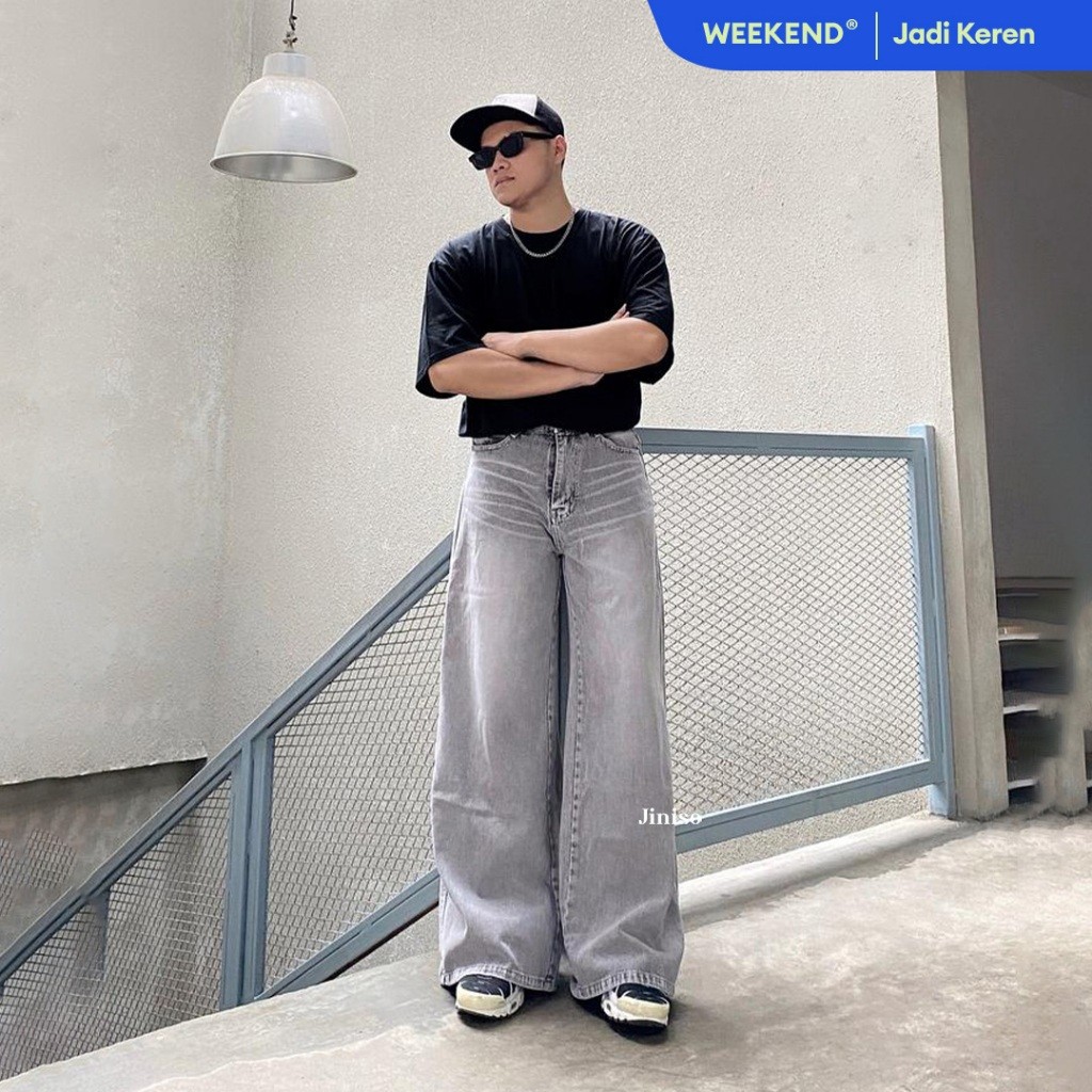 JINISO Oversize Baggy Loose Jeans Pria 688