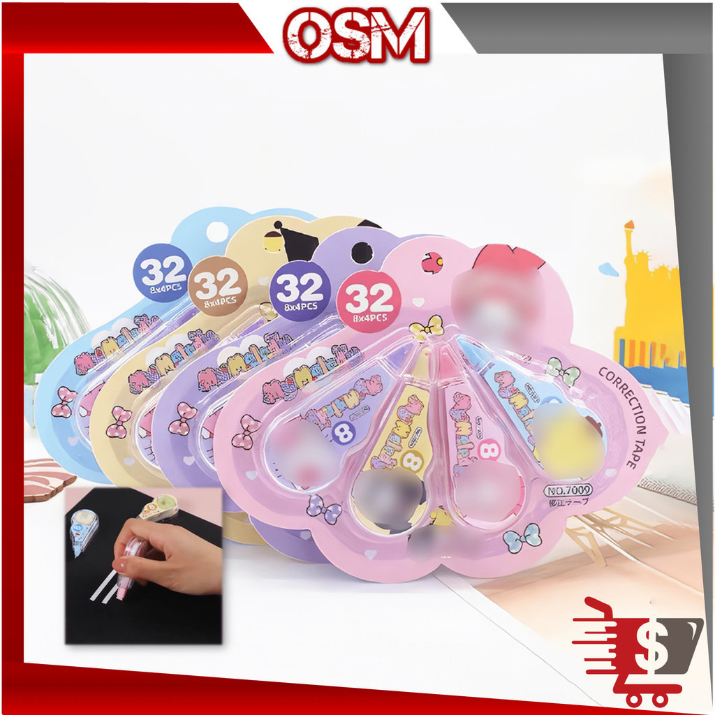 

OSM S5740 4 Pcs Correction Tape / Tipe X Pita / Penghapus Pulpen Roll Correction Tape / Tipex Set 4pcs / Tipex Lucu