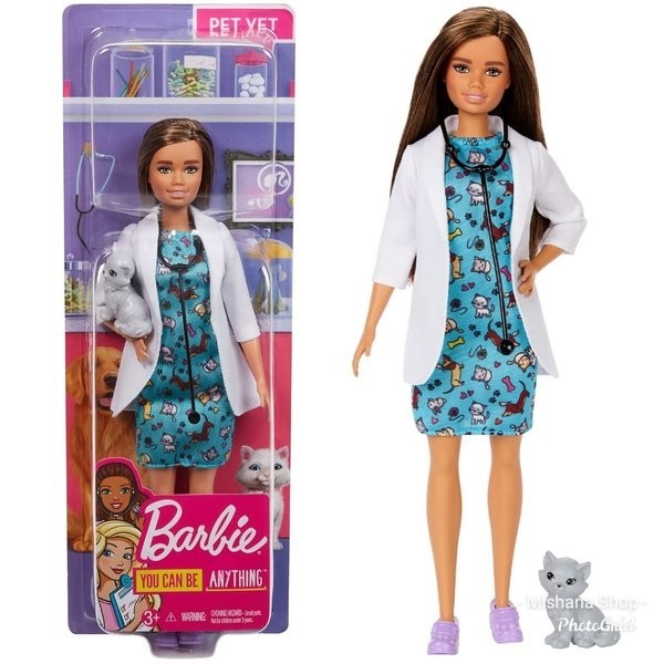 Boneka Barbie Mattel Pet Vet Brunette - Dokter Hewan Career Doll
