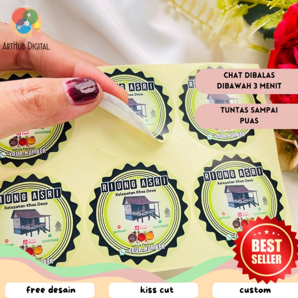 

AHD 5-8 Ready Cetak Sticker Murah Label Ruman Makan Free Desain Warung Nasi Restoran Custom