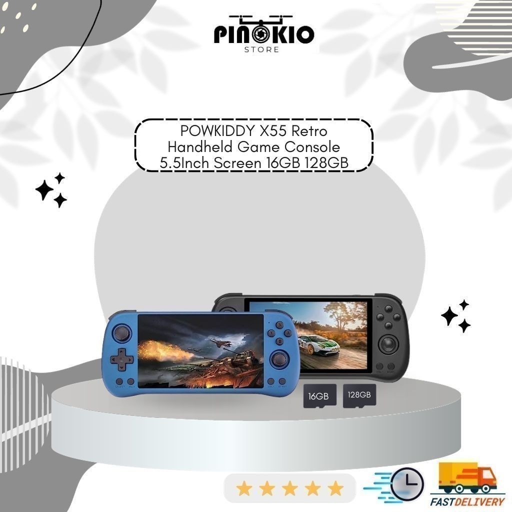 295 POWKIDDY X55 Retro Handheld Game Console 5.5Inch Screen 16GB 128GB