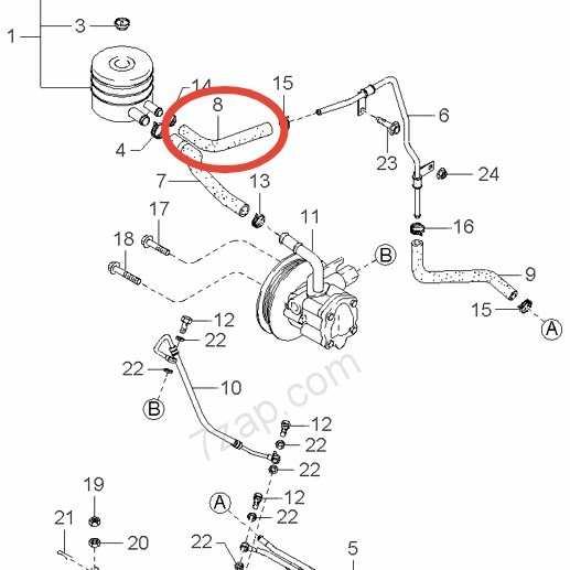 Hose Return no.1 Selang Power Steering KIA Carnival Bensin 0K55832471B Berkualitas