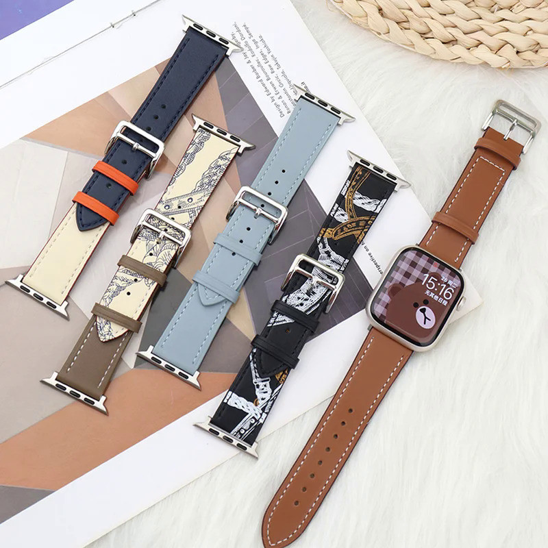 Tali jam  Kulit untuk Apple Watch band 46mm 44mm 49mm 45mm 42mm 40mm 38/41mm gelang iWatch seri 10-U