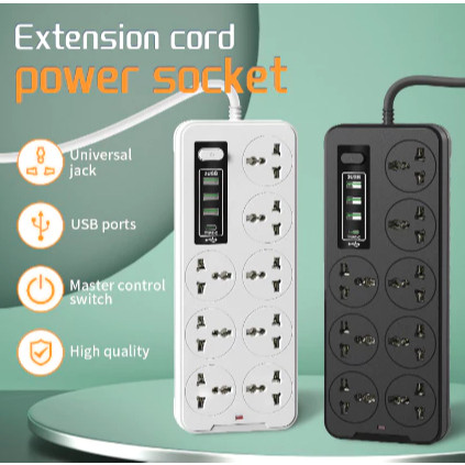 Eight Port 3 USB 1 Type C Colokan Kabel Listrik Stopkontak Kabel SAmbungan Kabel