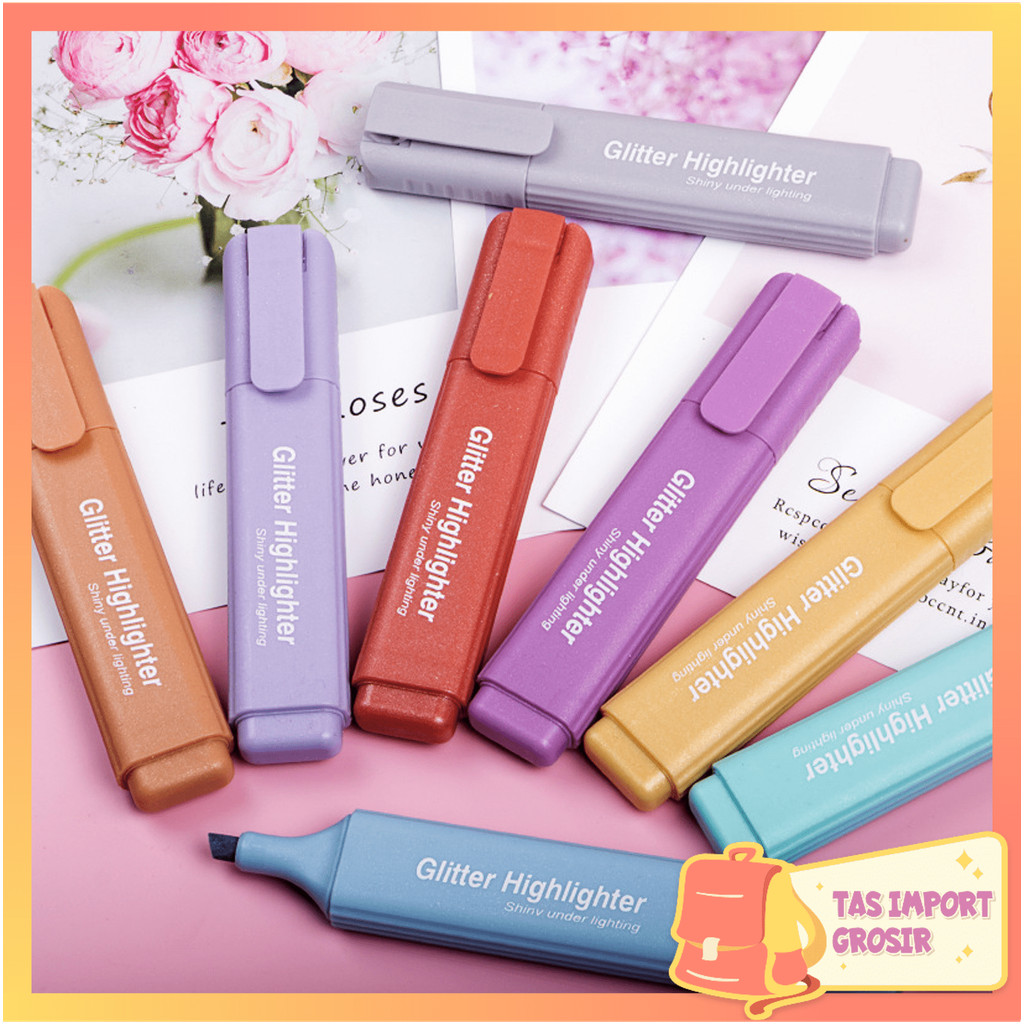 

Tas Import - S6584 Glitter Highlighter 4 PCS / Set Alat Tulis Sekolah Anak / Glowing Highlighter Marker Set / 4 PCS Stabilo Textliner