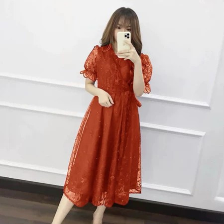 MIDI DRESS NATAL LIVINA READY 3UKURAN M L XL / REKOMENDASI OUTFIT BAJU PESTA KONDANGAN WANITA GAYA K