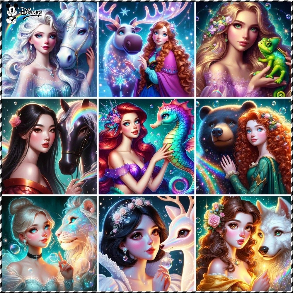 

Disney DIY Oil Painting By Numbers Cartoon Princess Coloring Paint By Numbers Animal Owl Handicraft Mermaid Frozen Elsa