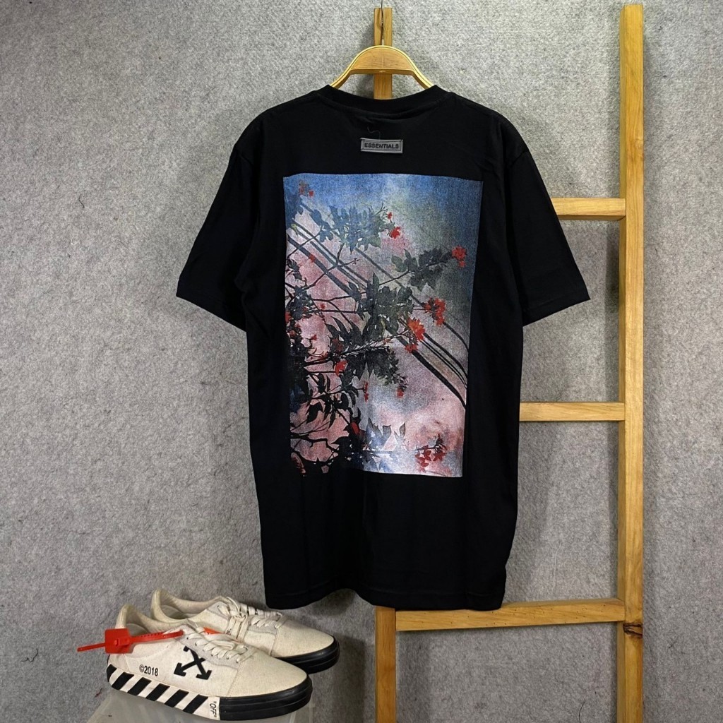 KAOS TSHIRT ESSENTIALS FOG FEAR OF GOD FLOWERS BLACK