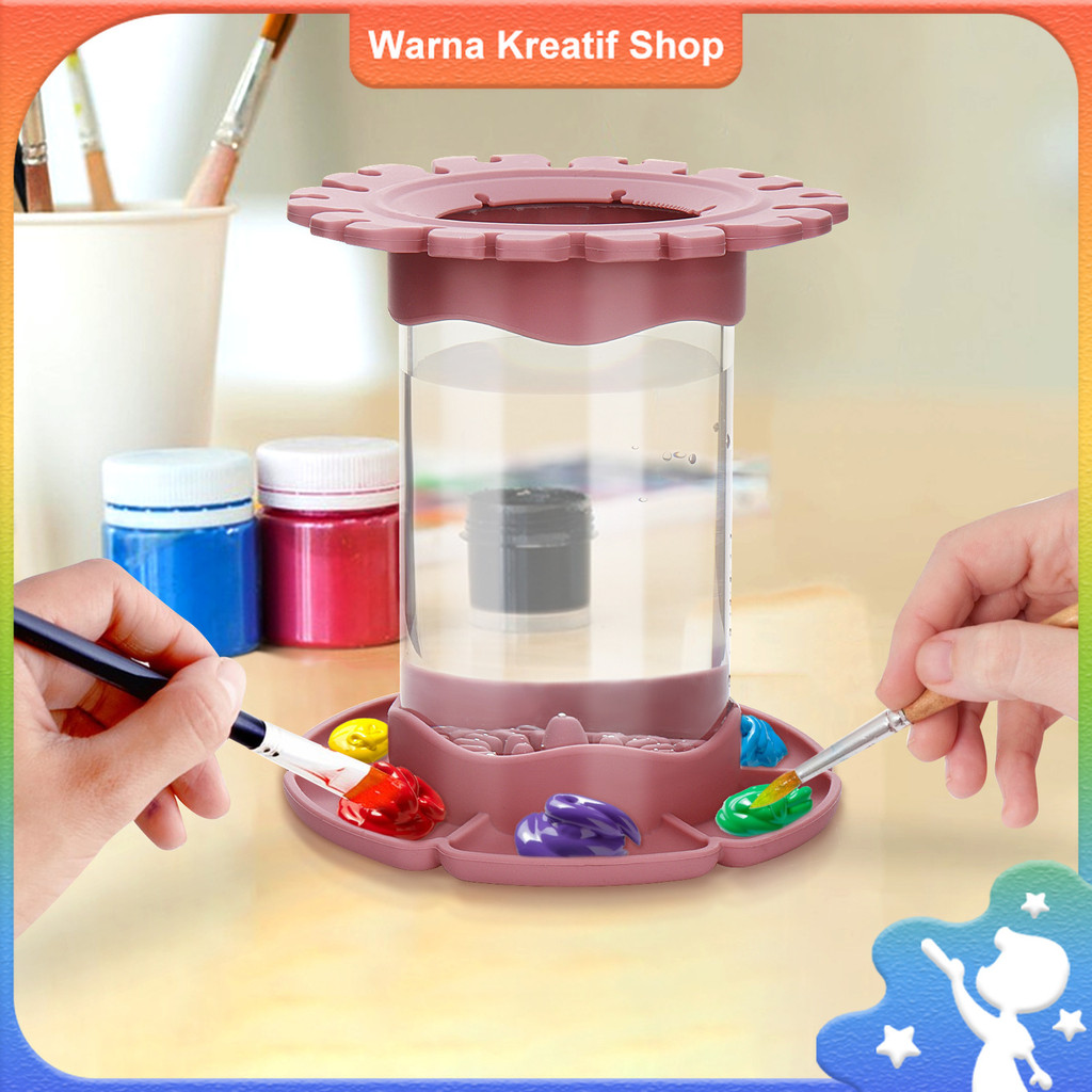 

Pembersih Kuas 3-in-1 dengan Palet Campuran Warna, Tempat Cuci Kuas Transparan Multi-Fungsi untuk Anak