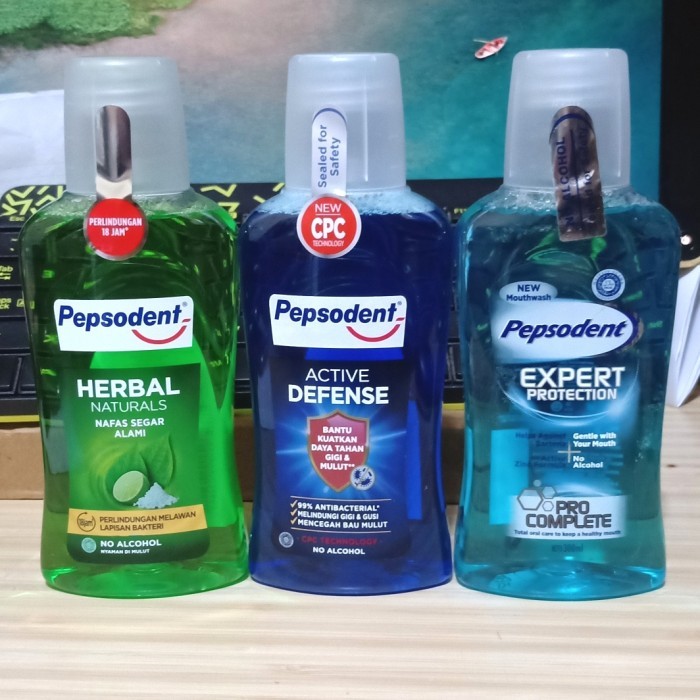 Pepsodent expert protection mouthwash sensitive, pro complete, herbal - Defense