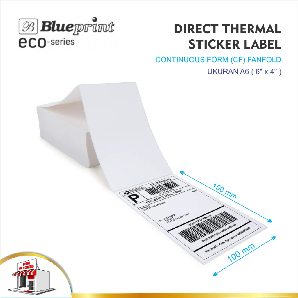 

Blueprint Eco DTS 100x150 CF Fanfold isi 500 Label Resi Olshop Lipat Continuous Form A6 Direct Thermal Sticker 100 x 150