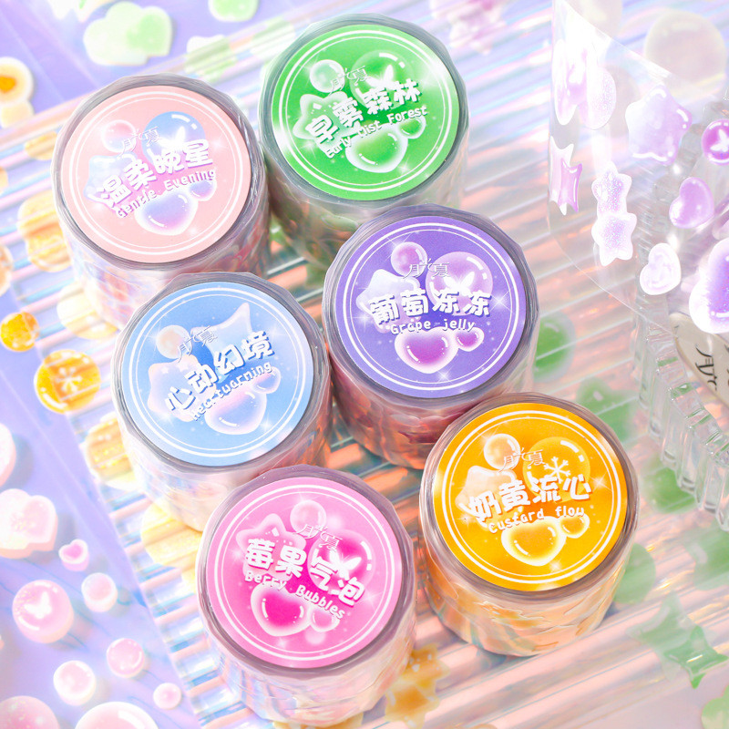 

Single-roll Adhesive Tape Bubble Series Goo Card Notebook Material Landscaping Collage Kawaii Stickers Korean Statistics