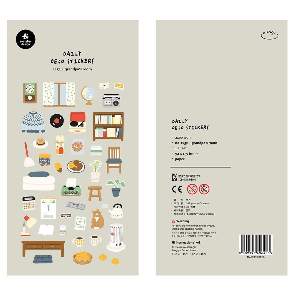 

Korean Import Original Suatelier Grandapa's Room Paper Stickers Scrapbooking Diy Journal Stationery Sticker Deco Art Supply