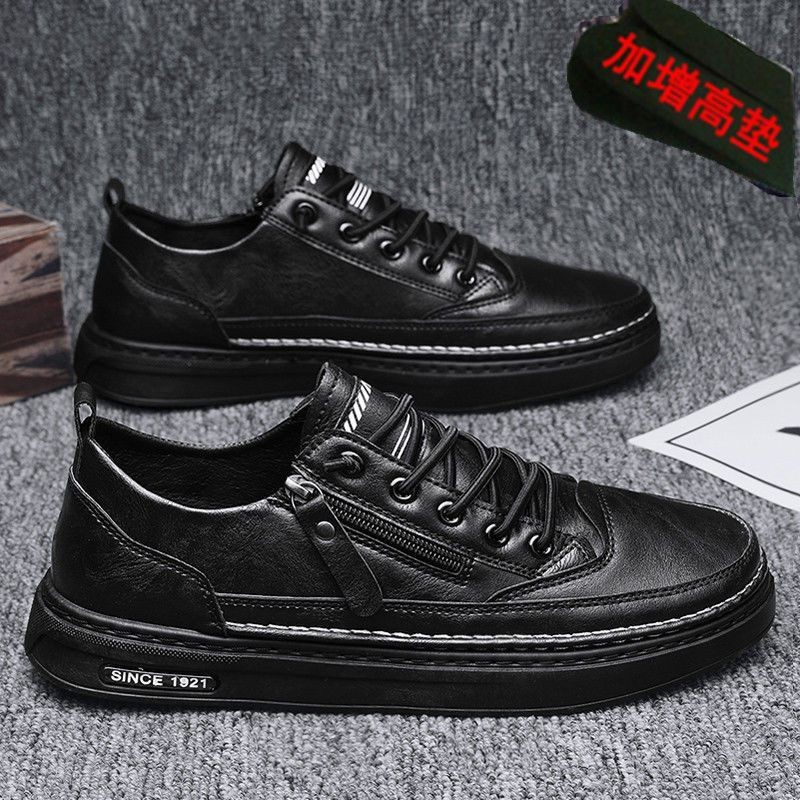 [CUCI GUDANG] Sepatu Sneaker Kulit Pria Import Original Sepatu Hitam Full Retsleting Aktif Terbaru(C