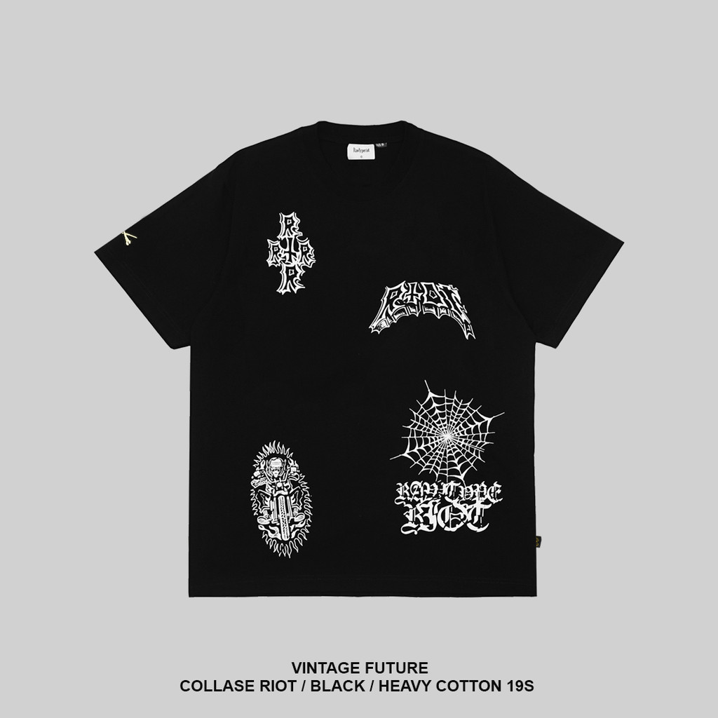 RAWTYPE RIOT Collase Riot Tees - Black
