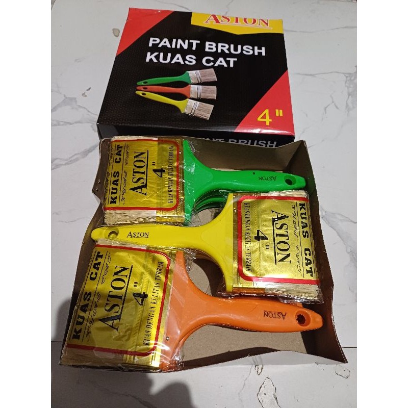 kuas cat gagang PVC 4 inchi 1 lusin koas cet 1box 4 in