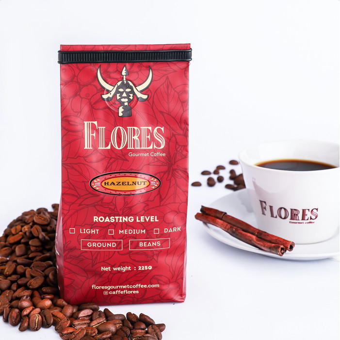 

FLORES Gourmet Coffee Hazelnut (Biji) 500g Kemasan Aluminum