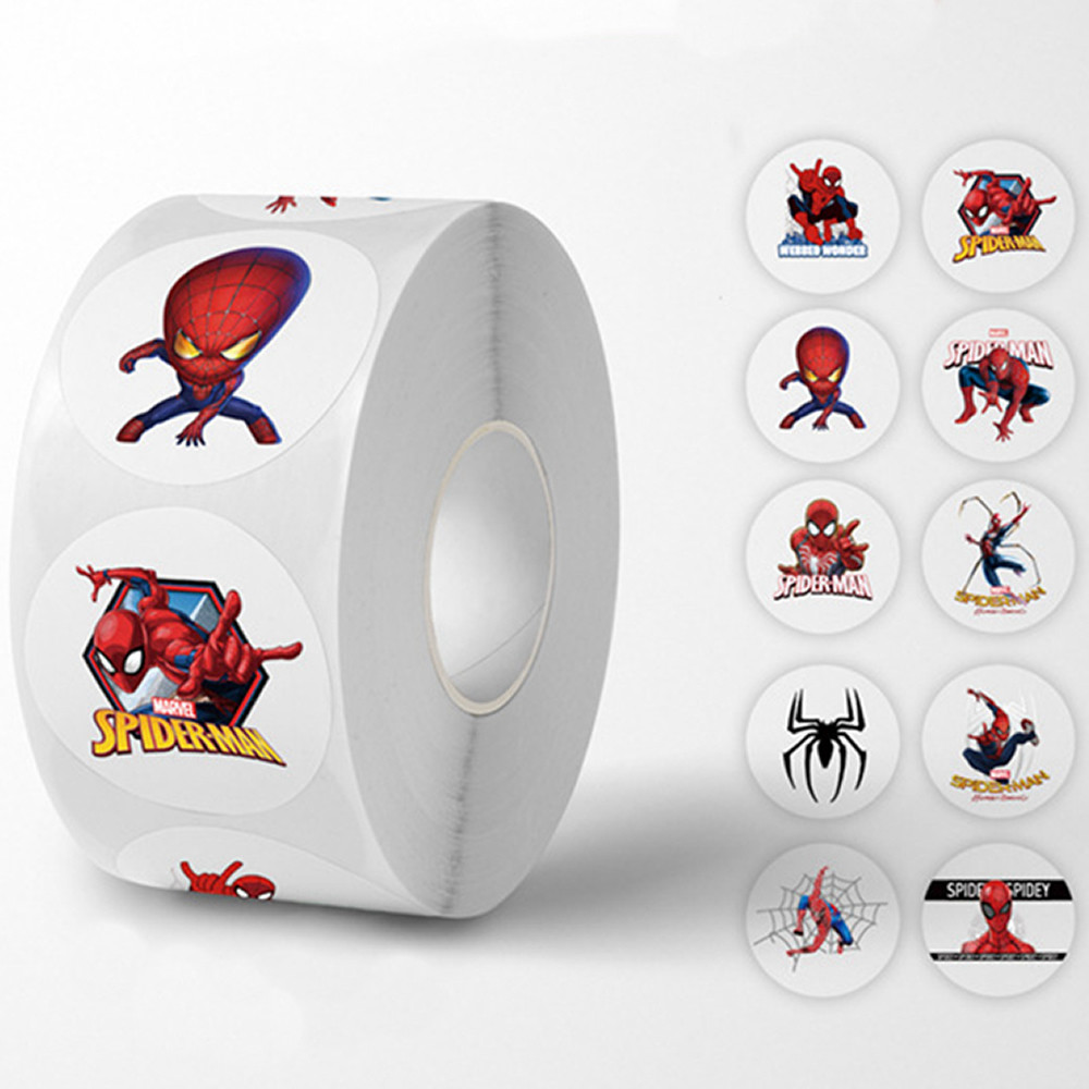 

500pcs Disney Movie Spiderman Roll Stickers Anime Decal DIY Skateboard Laptop Motorcycle Book Cute Cartoon Sticker Kids Toy Gift