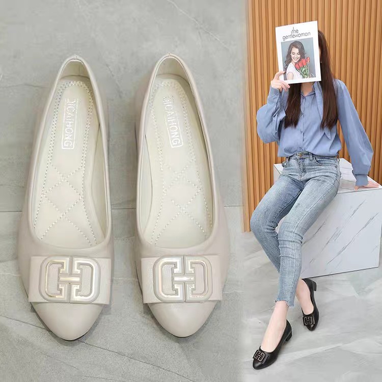 Sepatu Flat Shoes Wanita Hak Sepatu Bahan Jelly Mules Hak Tahu Sepatu Kerja  TG1597