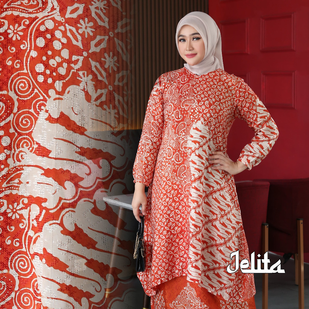 AMANILLA - Jelita | Set Tunik Batik Premium Wanita Elegan | Dobby Sutra Viscose