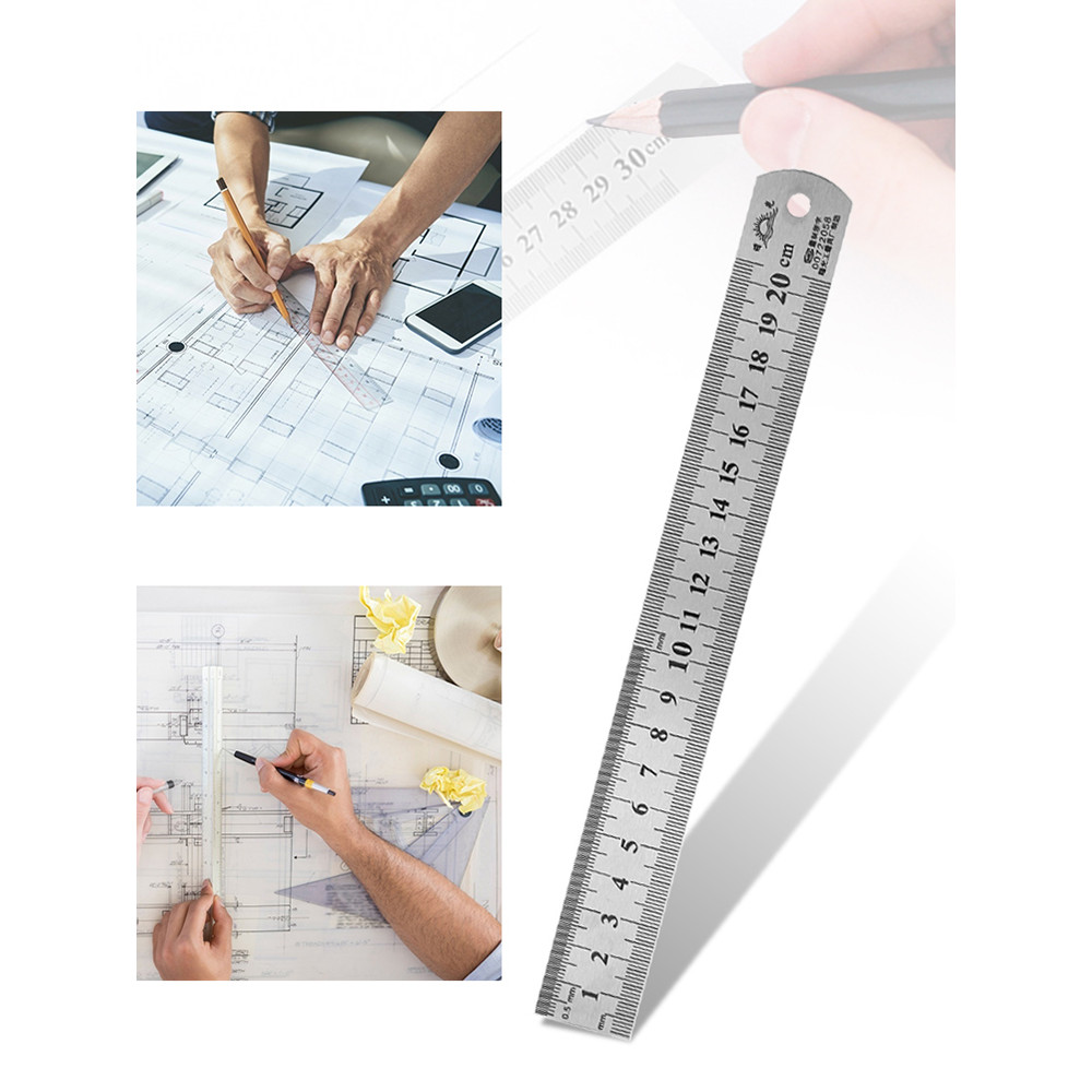 

Metal Straight Ruler Stainless Steel Ruler Stationery Drafting Supplies Hand Tools Precision Double Sided Measuring Tool