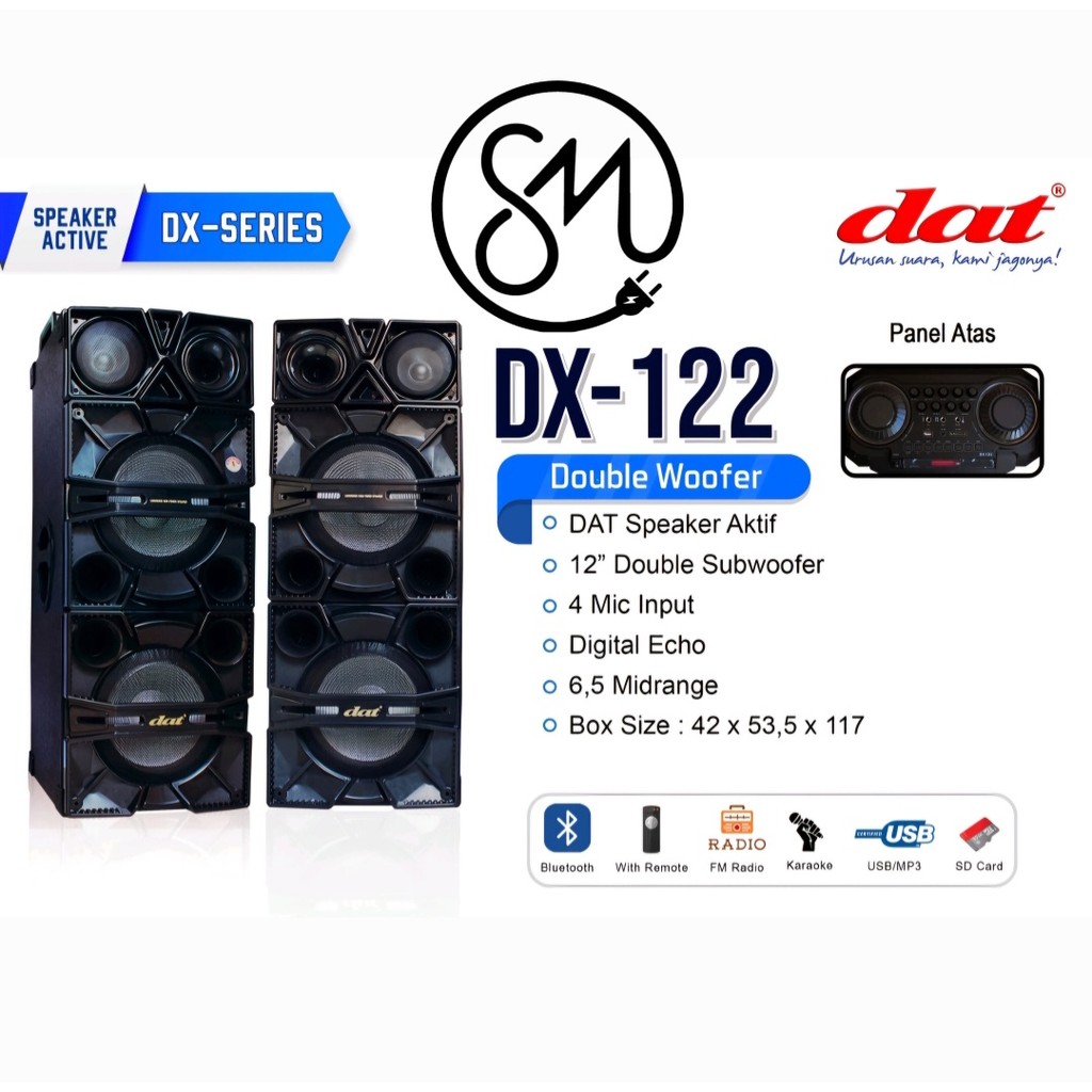 Speaker Aktif DAT DX-122 12 inch DX122 Speaker Active Double Woofer