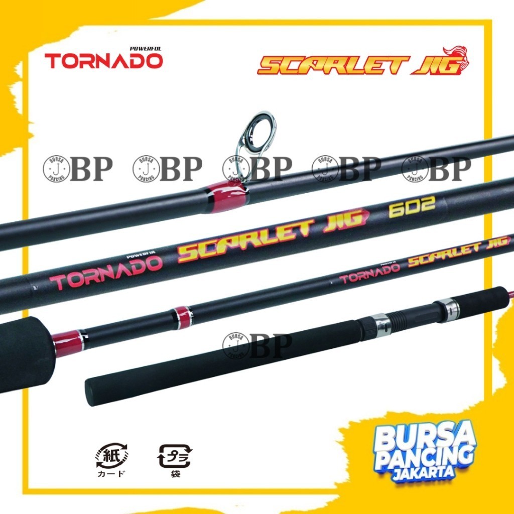 TORNADO Joran Spinning SCARLET JIG 150cm - 180cm Super Solid Fiber Blank Extra Strong Joran Pancing 