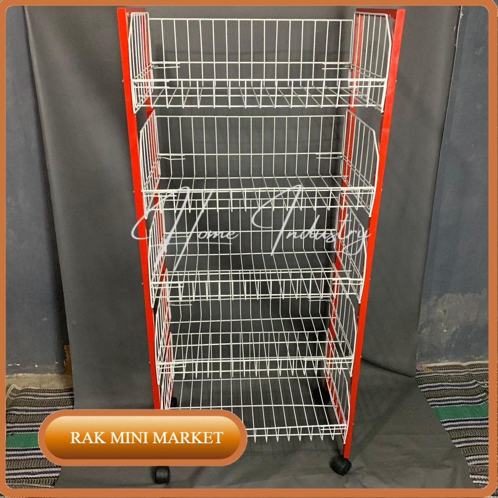RAK MINI MARKET KOTAK RODA SUSUN 5/Rak Chiki Kotak Susun 4 & 5/Keranjang Chiki/Rak Toko/Rak