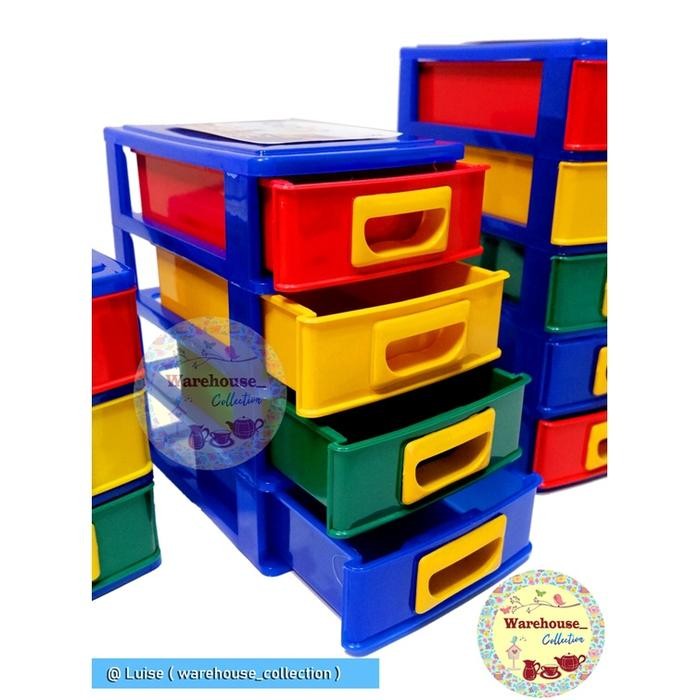 LACI MINI CONTAINER SMALL (S) SUSUN 4 / BOX TEMPAT PENYIMPANAN SERBAGUNA / LACI ALPHA S4 kotak  laci