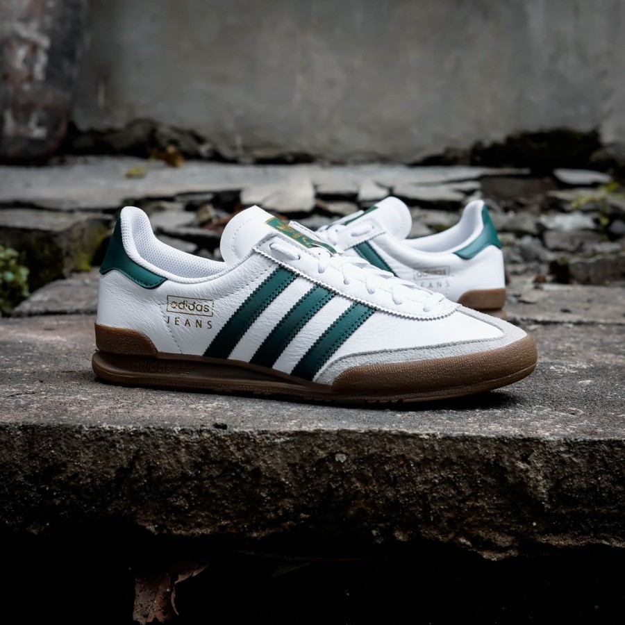 New Sneakers sepatu jalan pria original 100% Adidas Jeans White Green Outsole Coklay Gum 3 Lines Ter