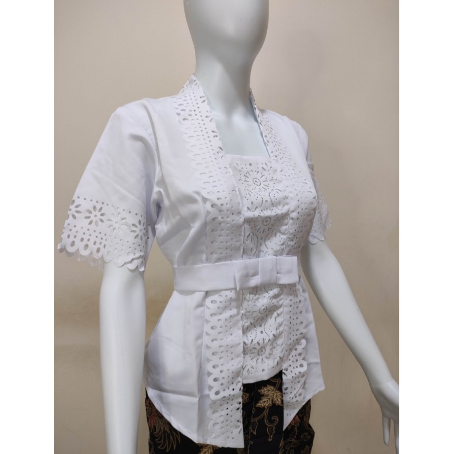

✨LARIS✨ -Atasan Kebaya Kutu Baru Encim Modern Putih Cerah / Kebaya Akad Lamaran - XXL